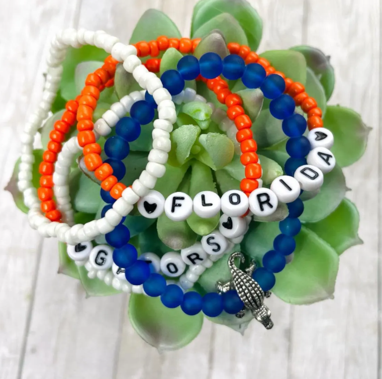 Florida Gators bracelet set, Gator fan gift