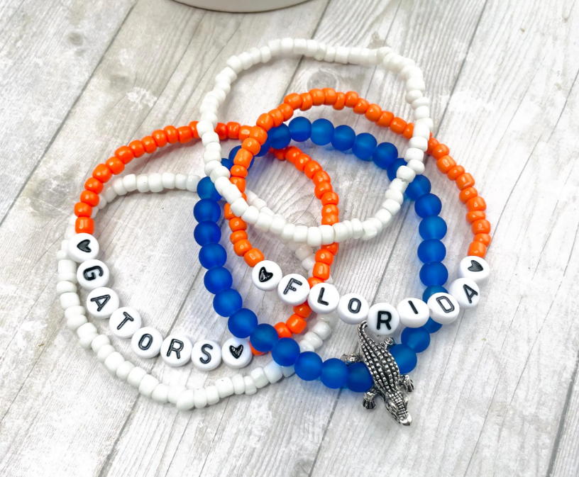 Florida Gators bracelet set, Gator fan gift