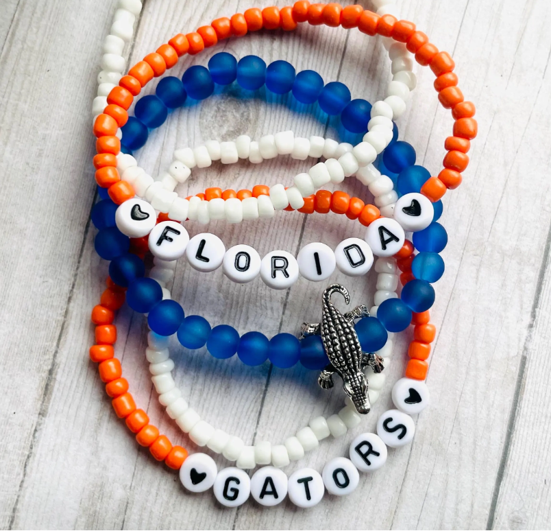 Florida Gators bracelet set, Gator fan gift