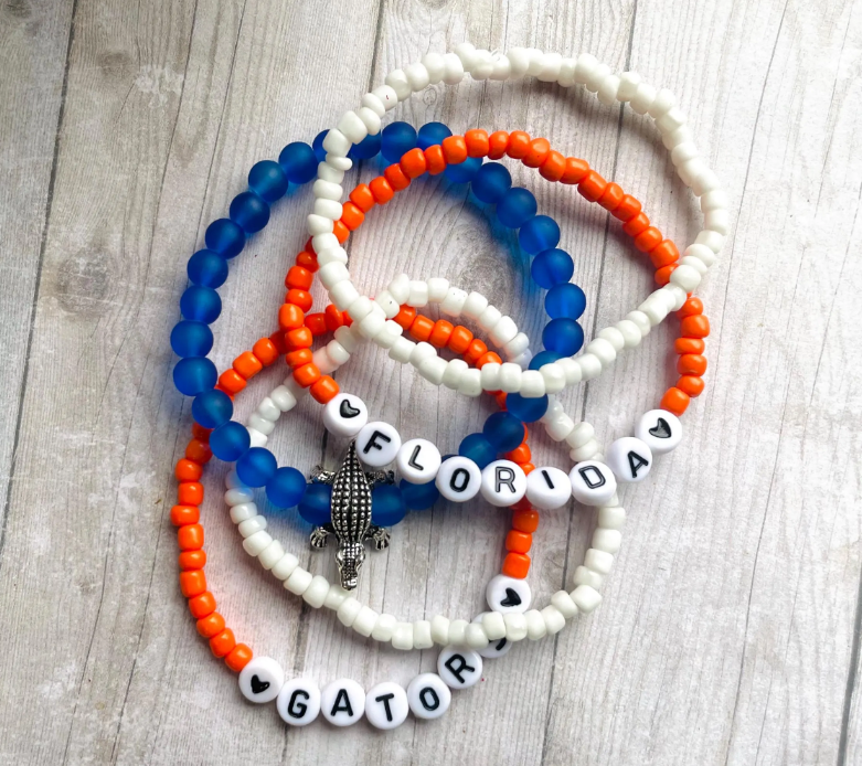 Florida Gators bracelet set, Gator fan gift