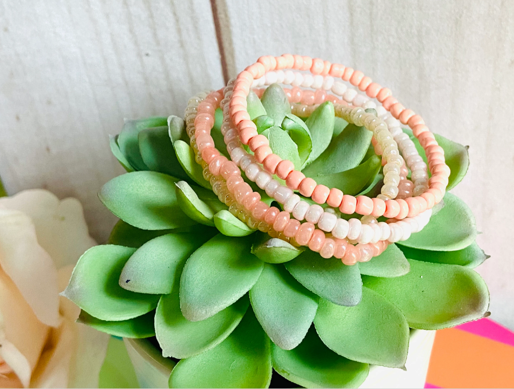 Blush pink bracelets, cream and blush bracelets