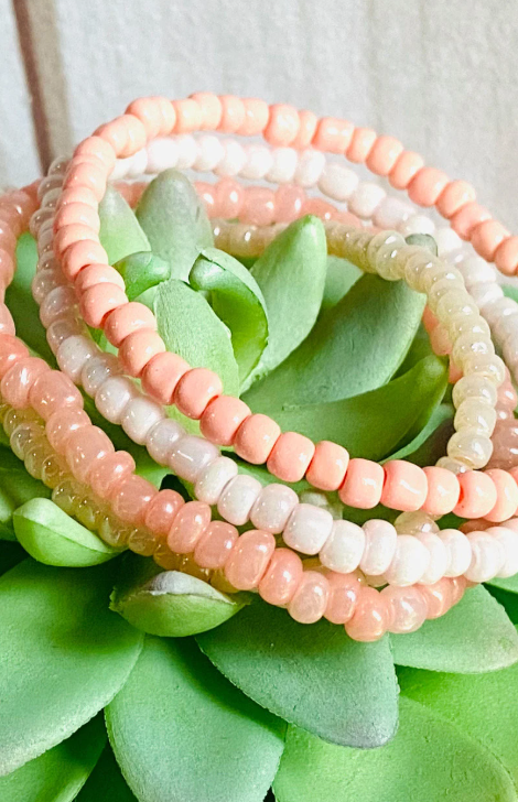 Blush pink bracelets, cream and blush bracelets