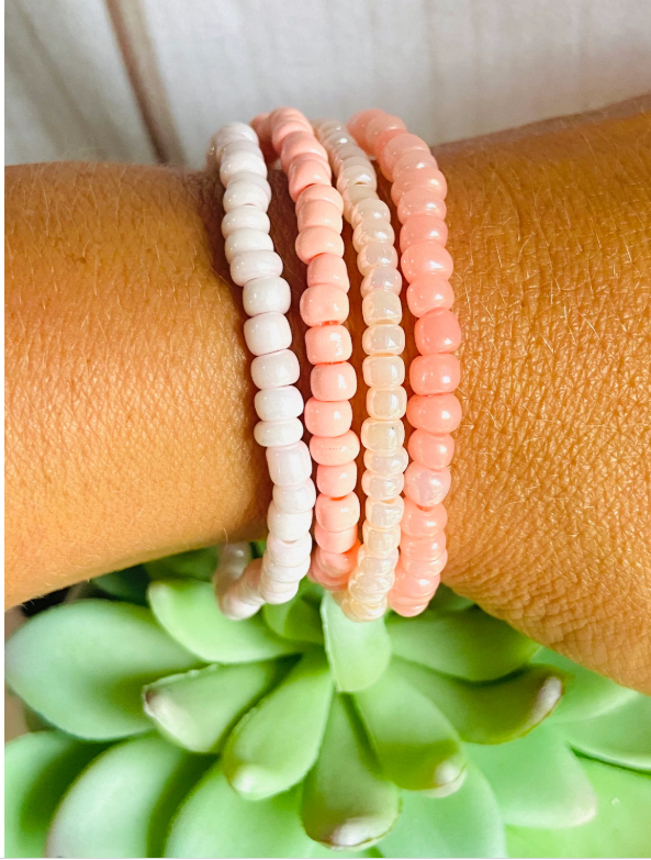 Blush pink bracelets, cream and blush bracelets