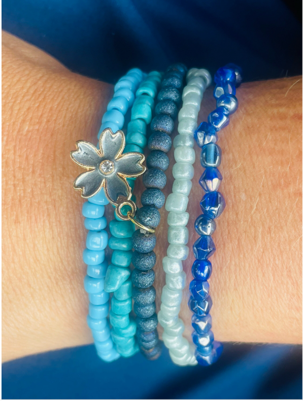 Ocean color bracelet set, beach bracelets, summer bracelets, blue bracelet stack
