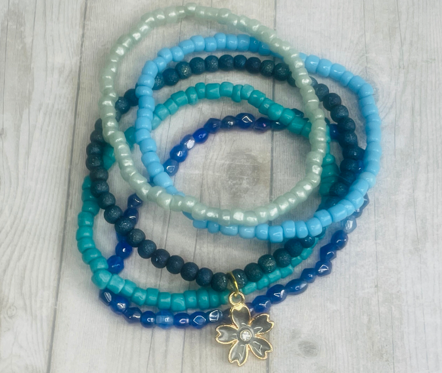 Ocean color bracelet set, beach bracelets, summer bracelets, blue bracelet stack