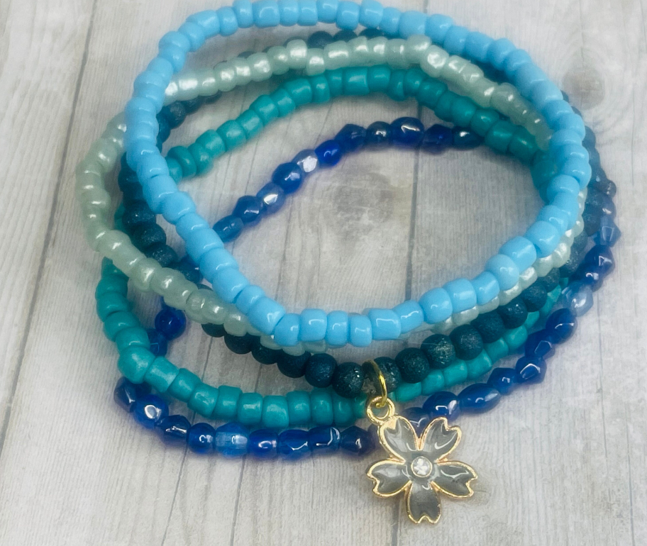 Ocean color bracelet set, beach bracelets, summer bracelets, blue bracelet stack