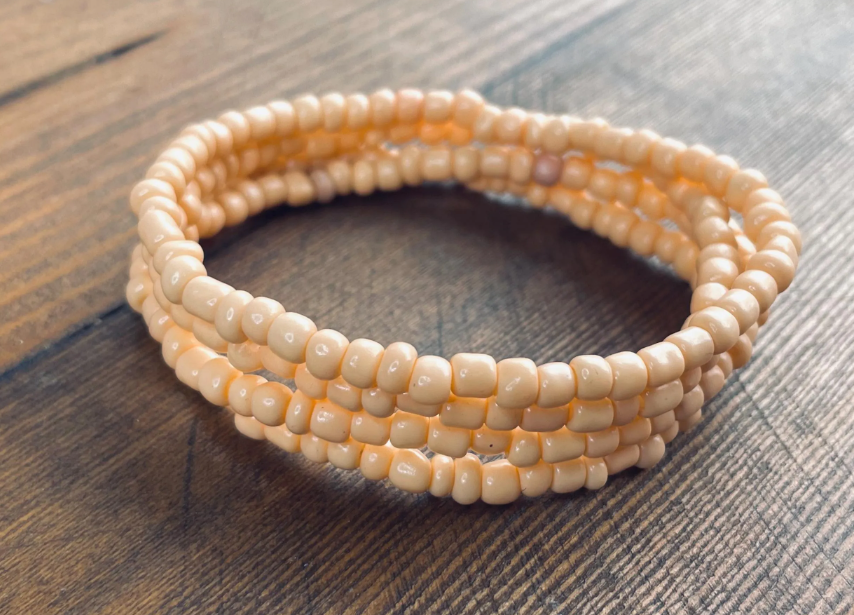 Peach bracelet stack