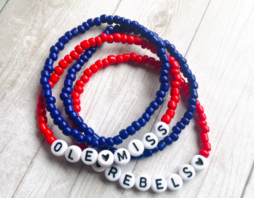 Ole Miss bracelet set, Rebels bracelets, Ole Miss gift