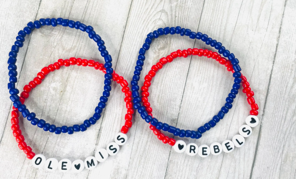 Ole Miss bracelet set, Rebels bracelets, Ole Miss gift