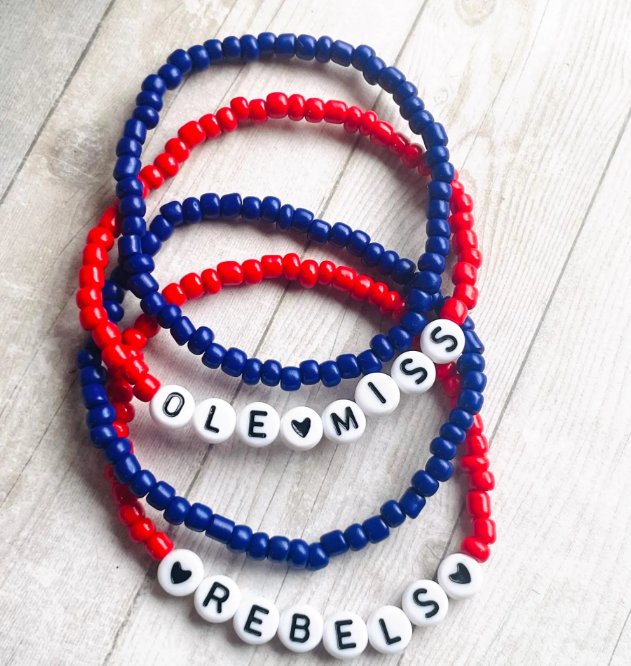 Ole Miss bracelet set, Rebels bracelets, Ole Miss gift