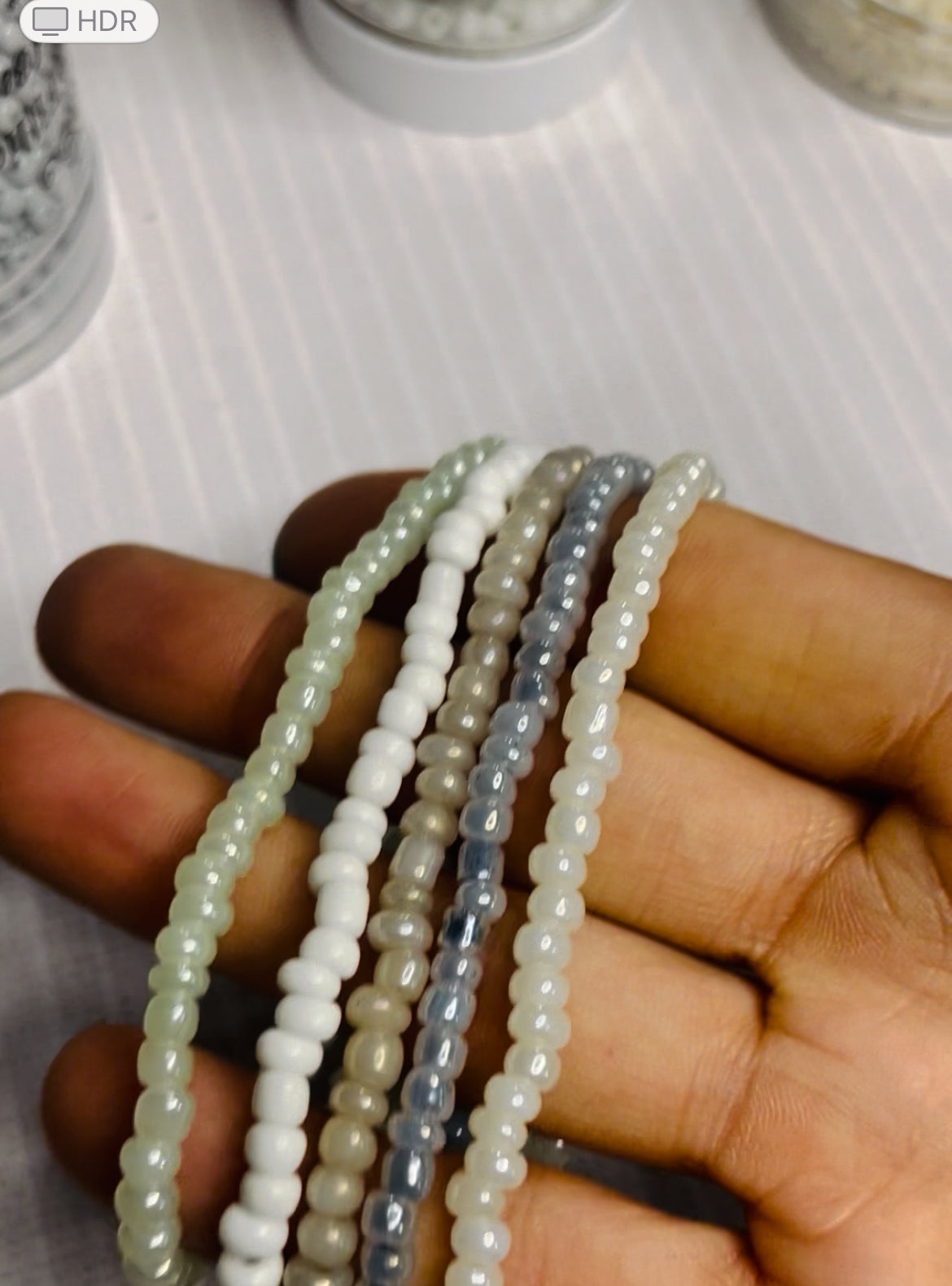 Neutral shade bracelet stack, cloud white shades