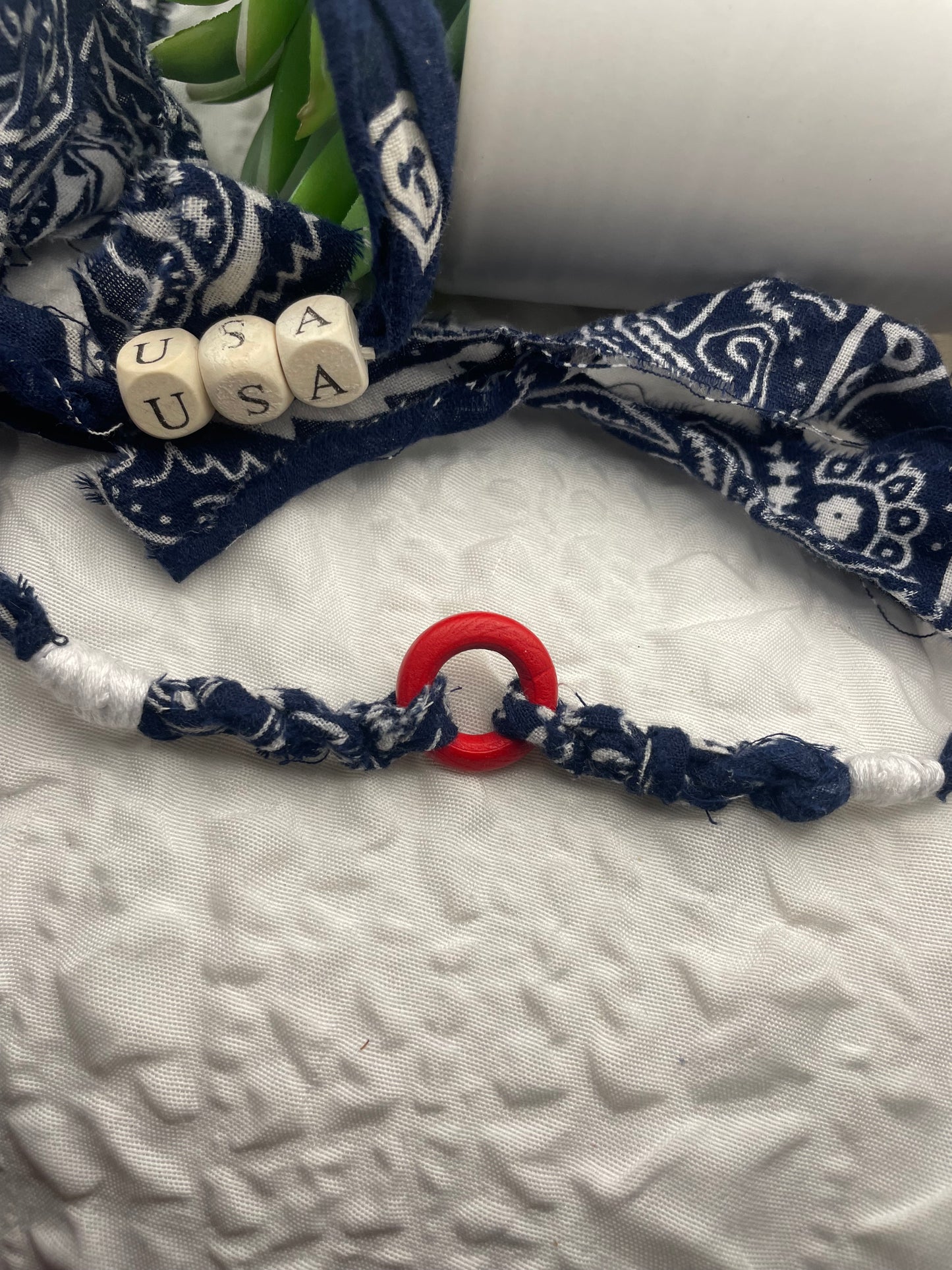 Patriotic bandana bracelets, USA bracelets, Merica