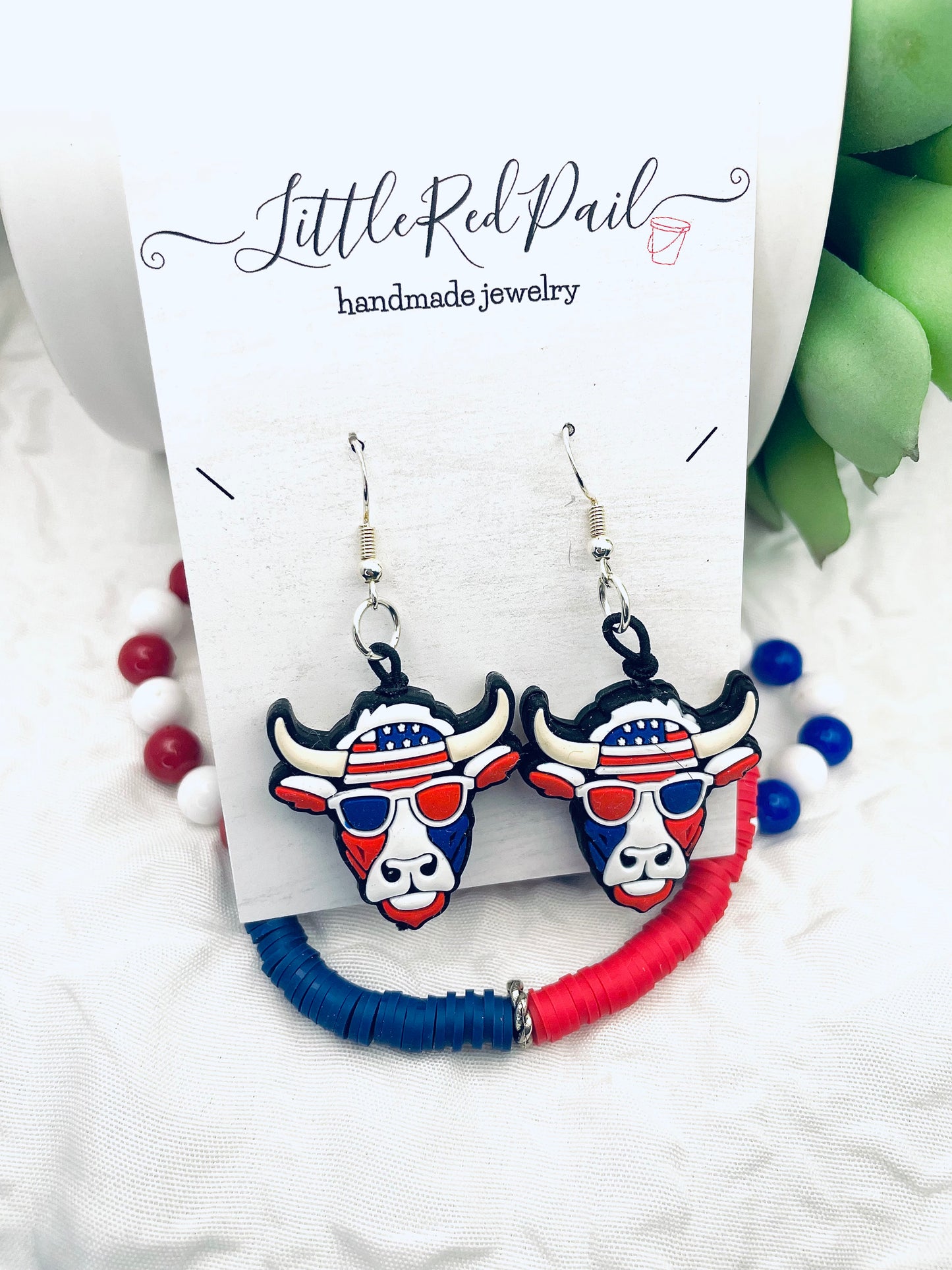 Patriotic earrings, 4th of July earrings, Independence Day jewelry