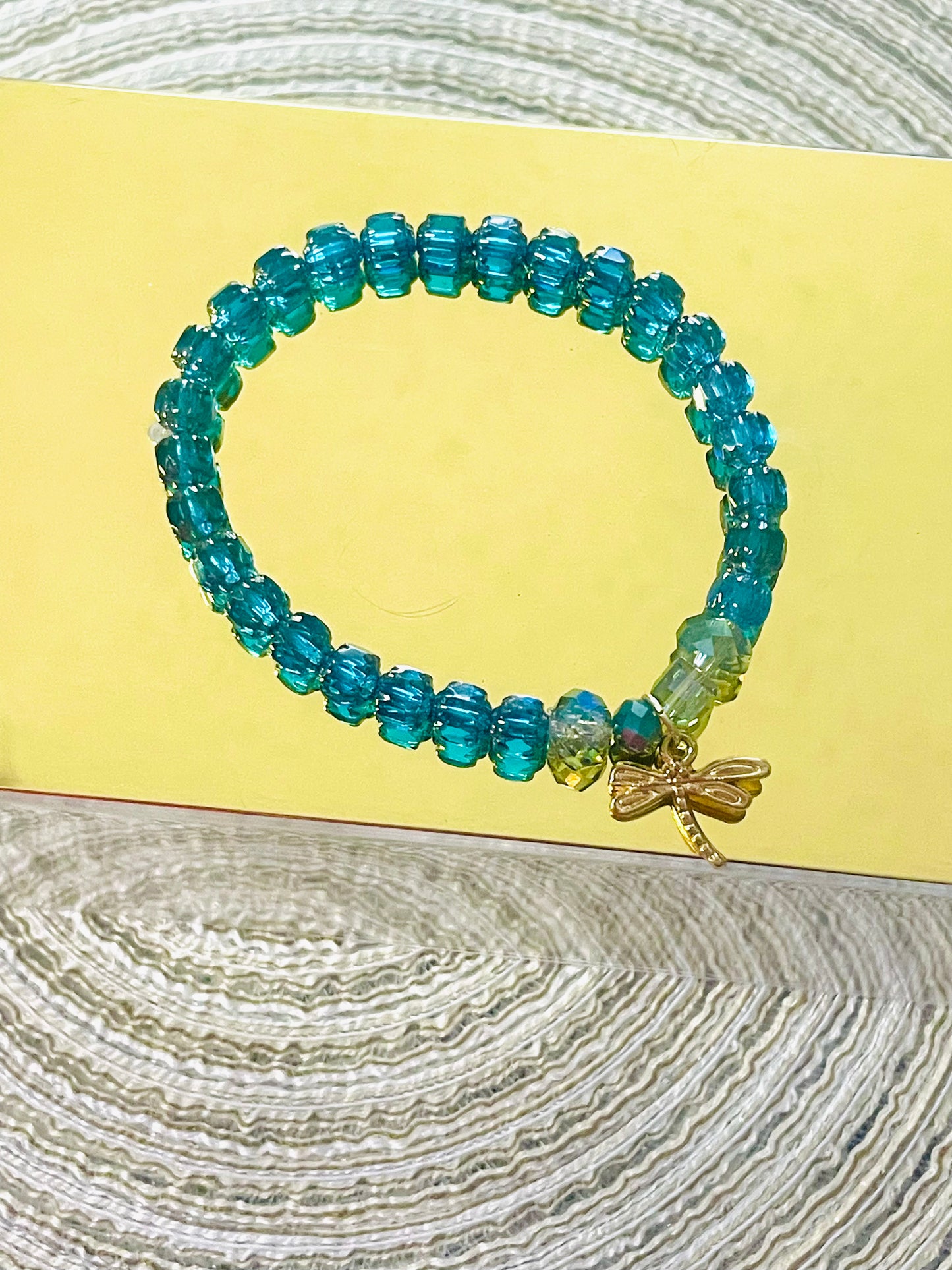 Gemstone beaded dragonfly bracelet