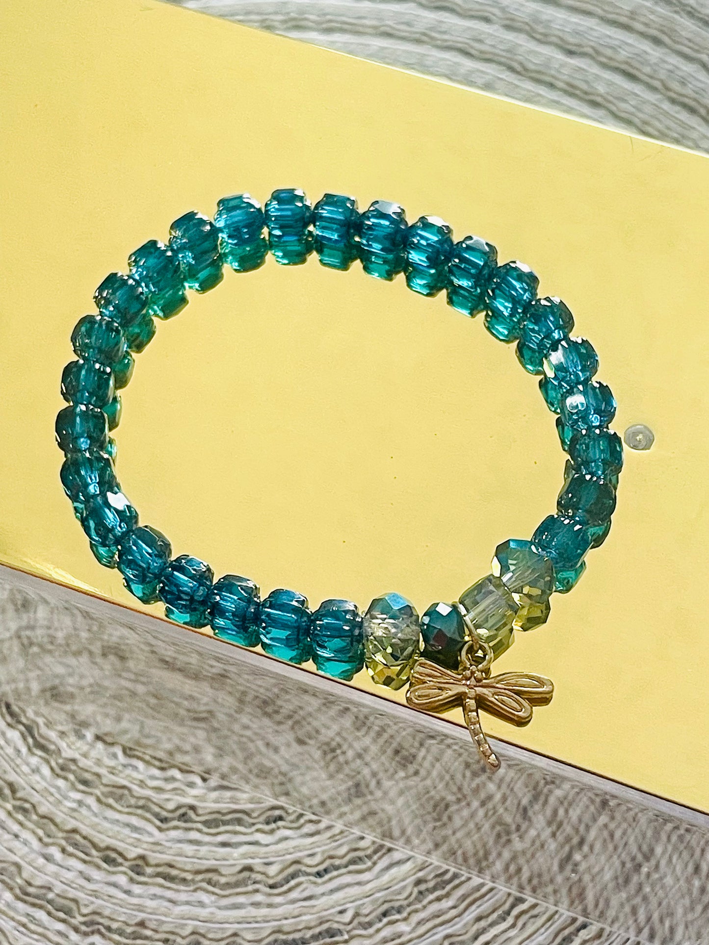 Gemstone beaded dragonfly bracelet
