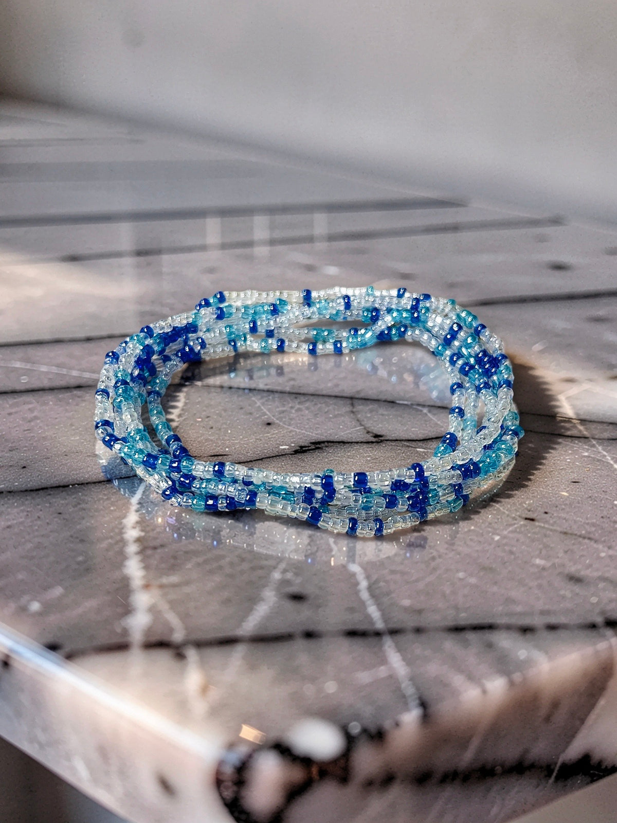 Thin bracelet stack, blue shade bracelets, summer ocean vibe bracelets