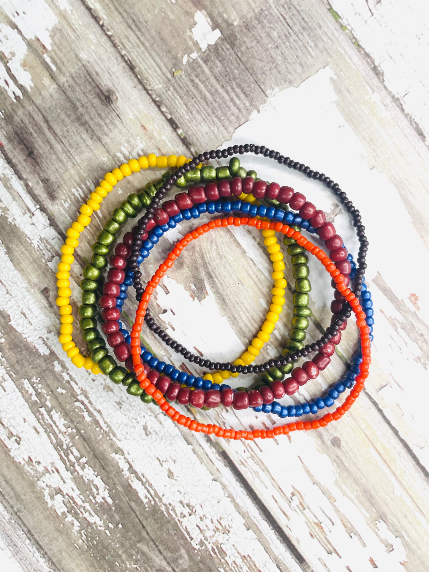 Fall color shades bracelet stack