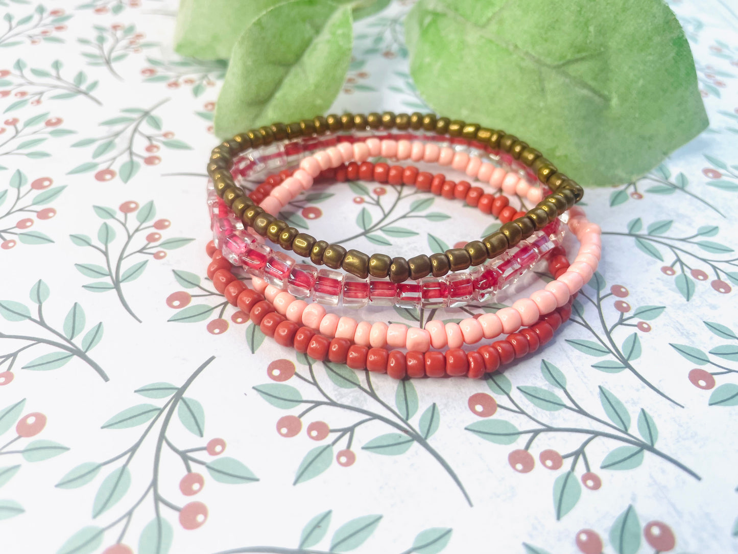 Pink and brown bronze shade Color stack bracelets