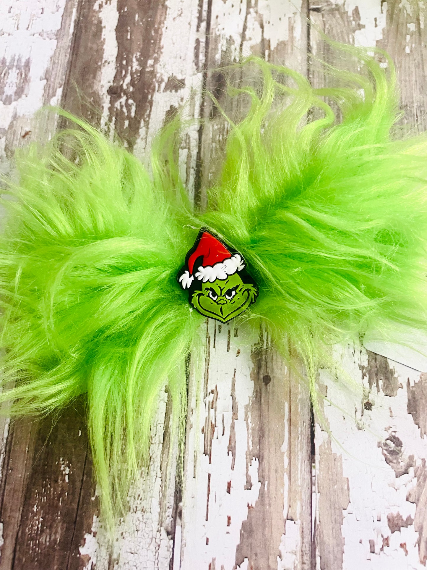 Fuzzy green Hair bow, Christmas bow