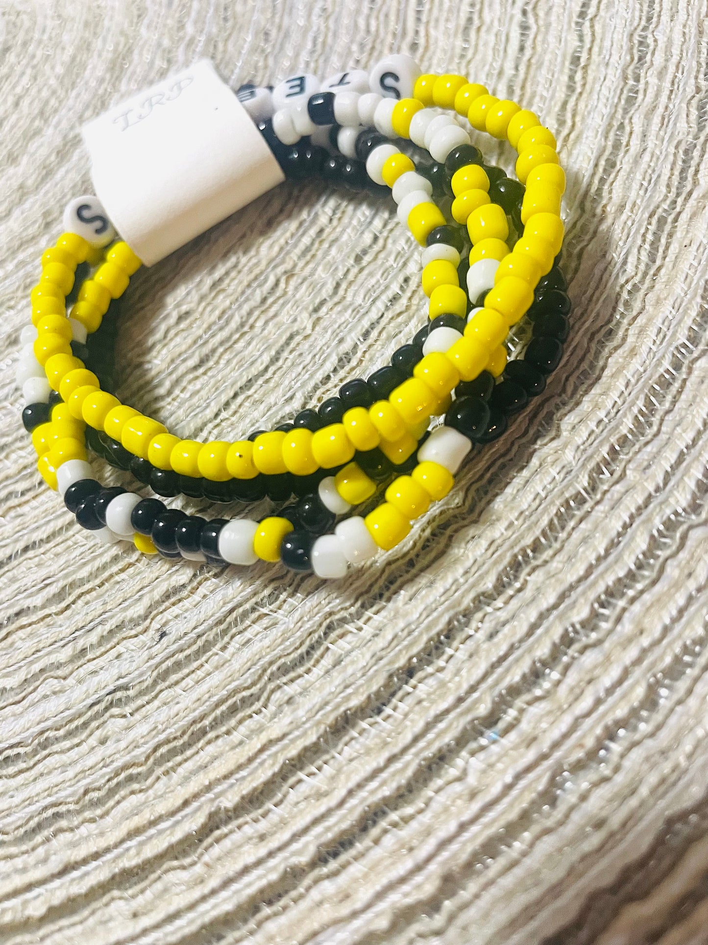 Game Day Bracelet Set- Yellow and Black- Customizable