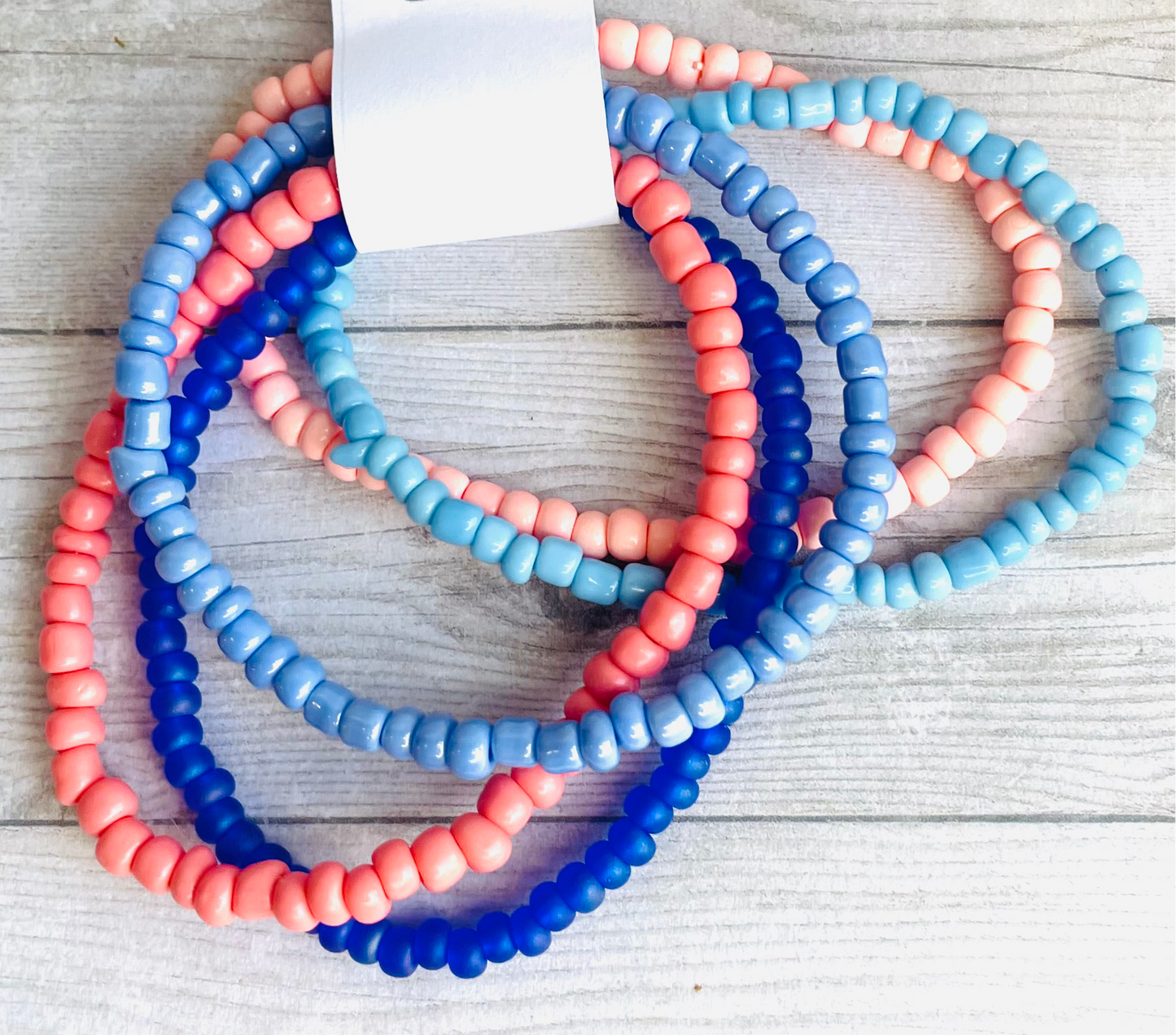 Pink and blue periwinkle shades color stack bracelets
