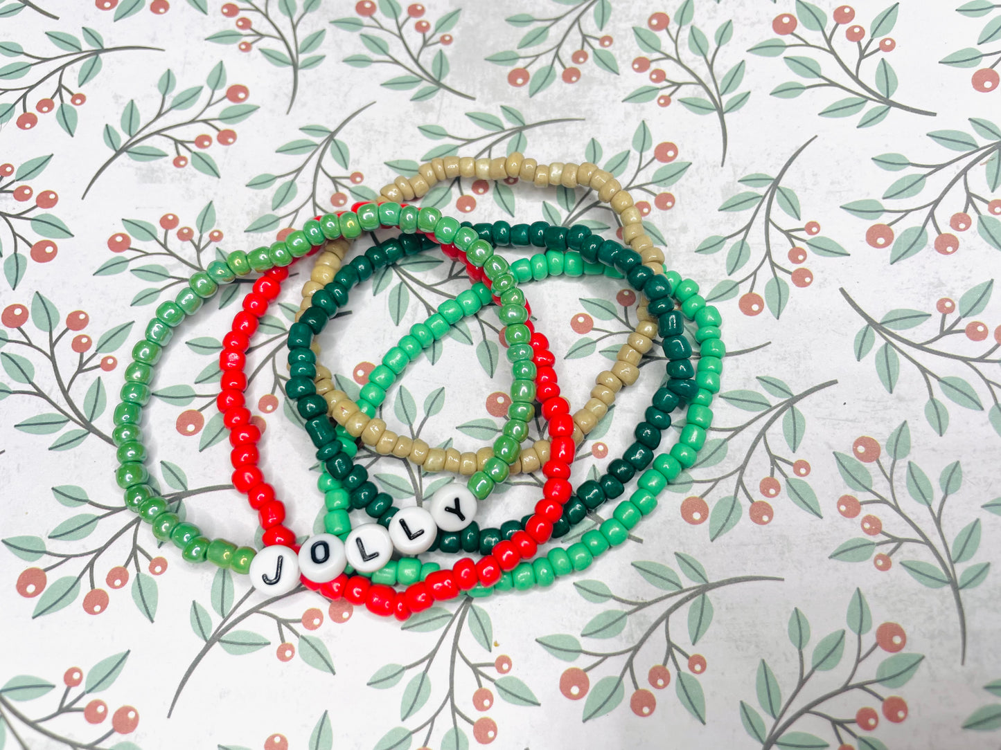 Christmas bracelet holiday bracelet joy bracelets jolly bracelets merry bracelets green and red bracelets