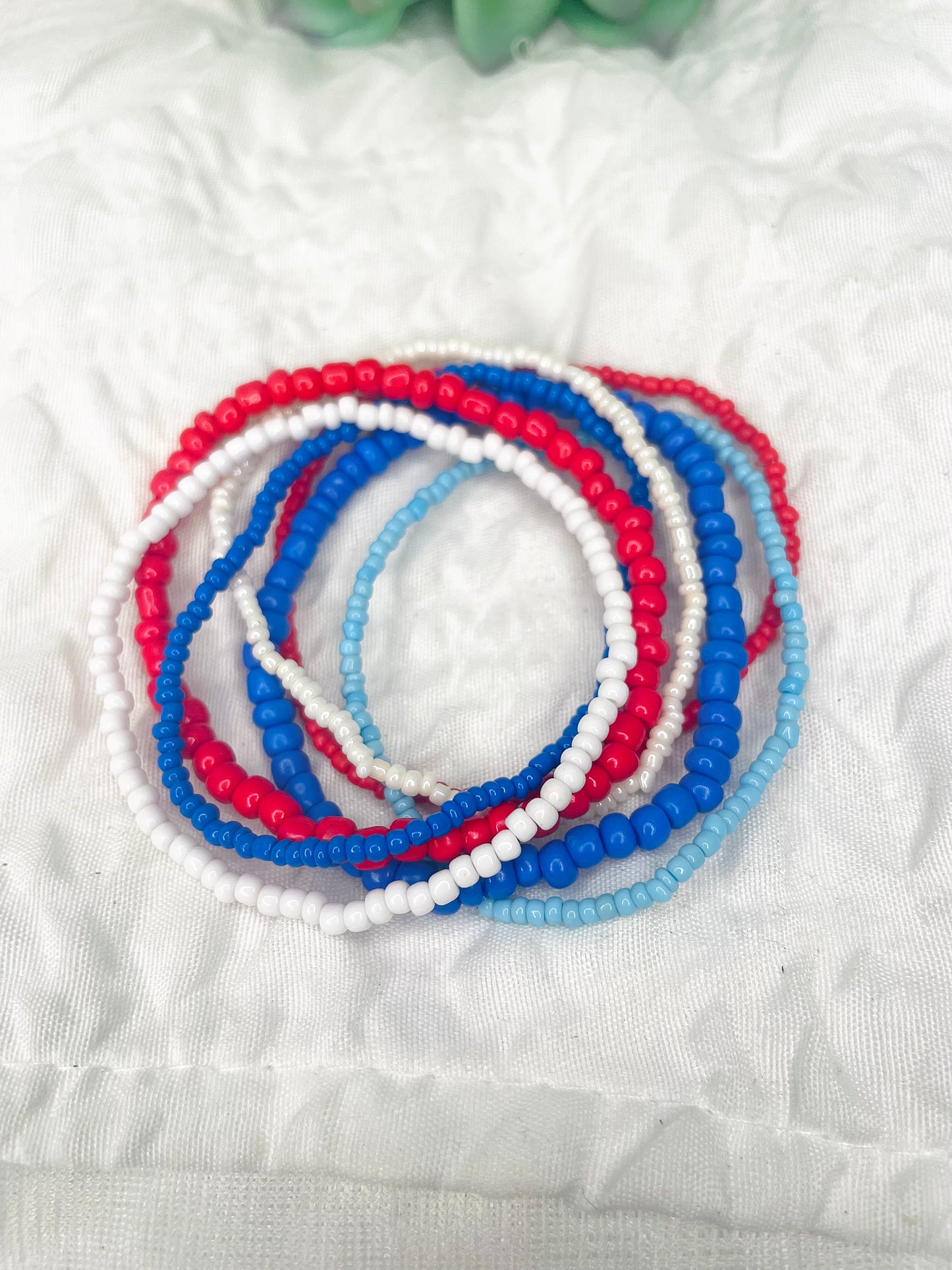 Red, White, and Blue Patriotic Beacelet Set