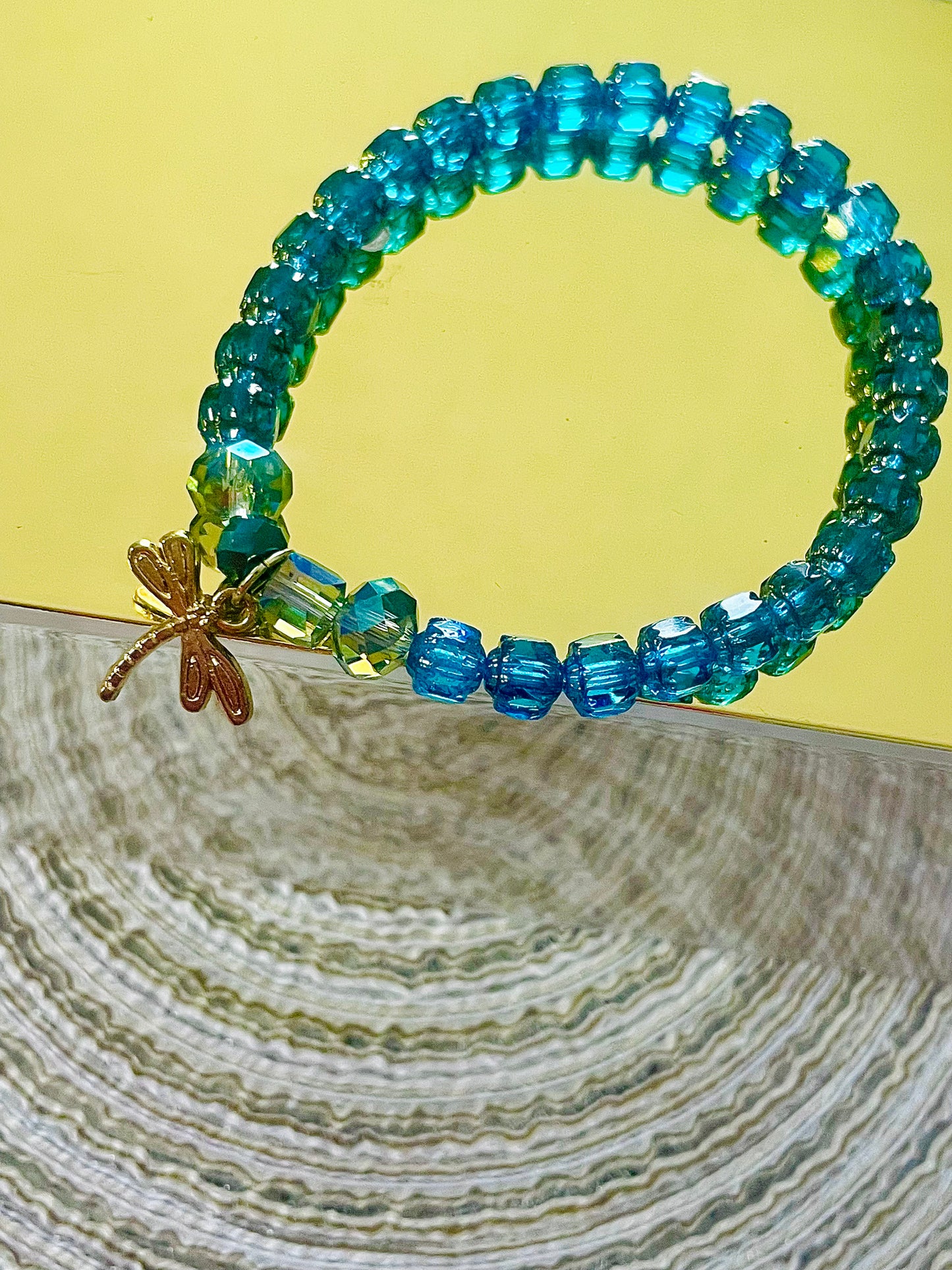 Gemstone beaded dragonfly bracelet