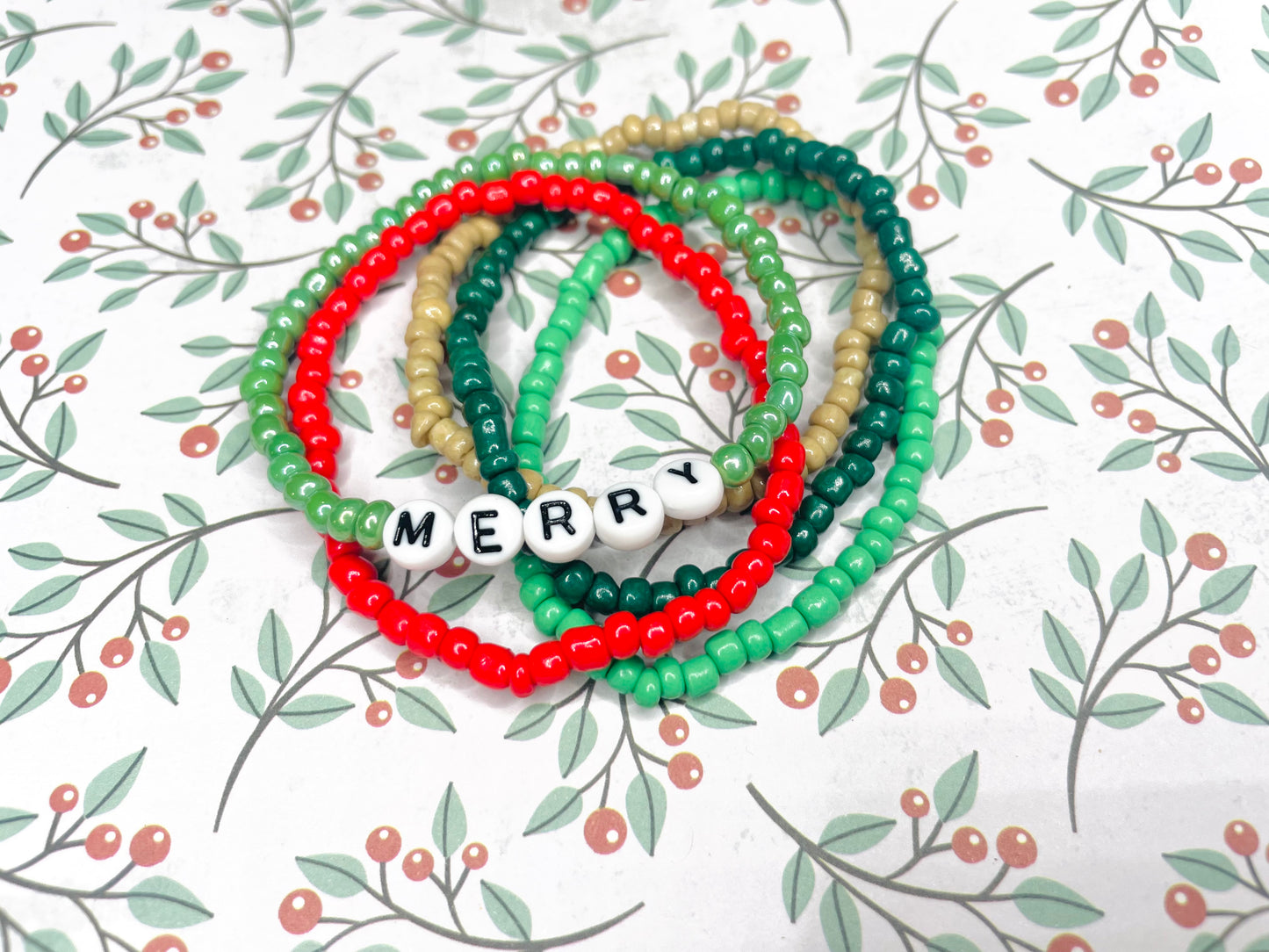 Christmas bracelet holiday bracelet joy bracelets jolly bracelets merry bracelets green and red bracelets