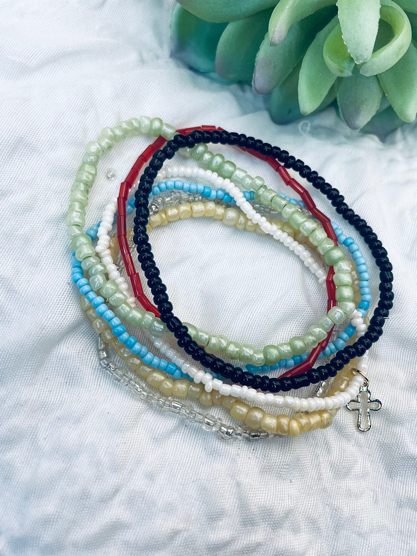 Salvation bracelet, beaded stacked bracelets