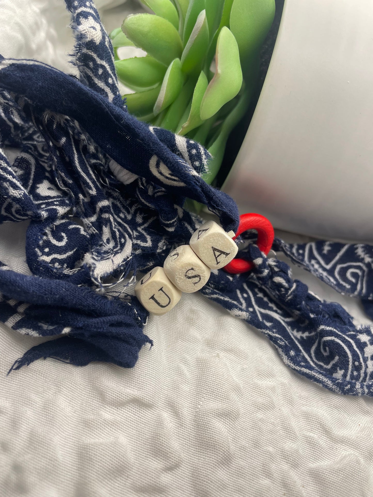 Patriotic bandana bracelets, USA bracelets, Merica