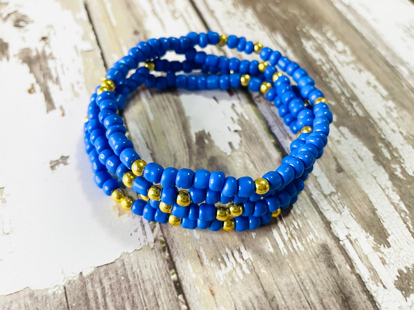 Blue shades bracelet stack