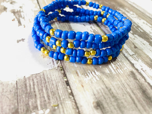 Blue shades bracelet stack