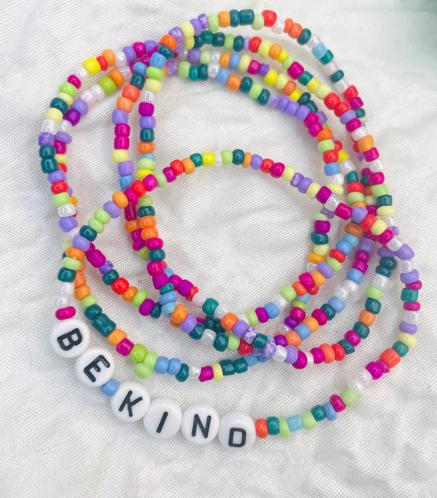 Be kind confetti bracelet, rainbow multi colored bracelets