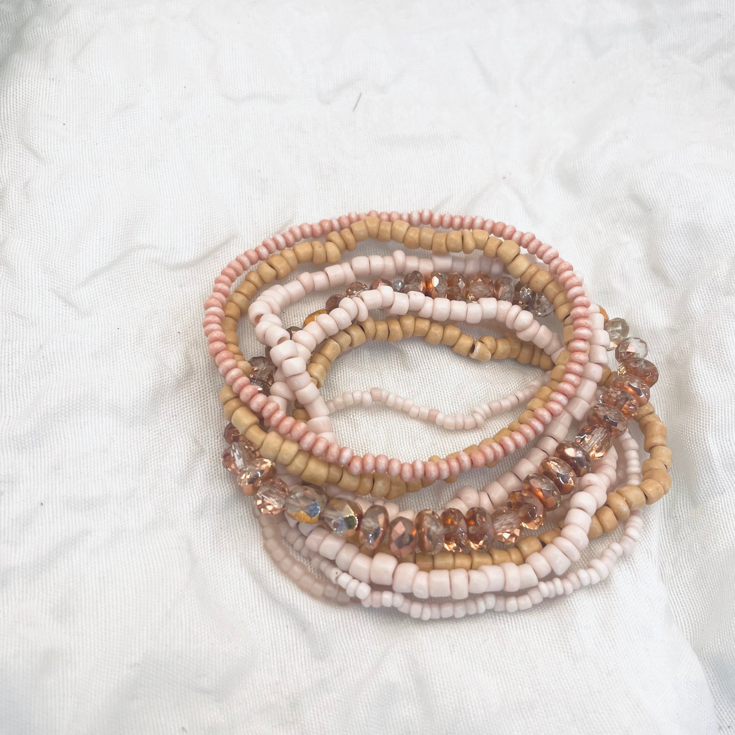 Pink bracelet set, blush pink bracelets, everyday bracelets
