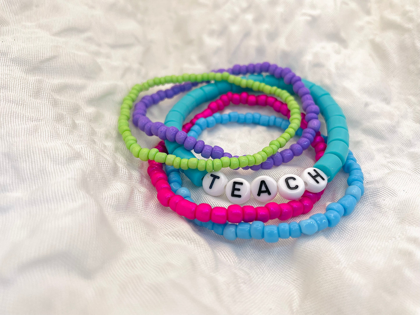 Teacher bracelet, colorful Stacked bracelet set