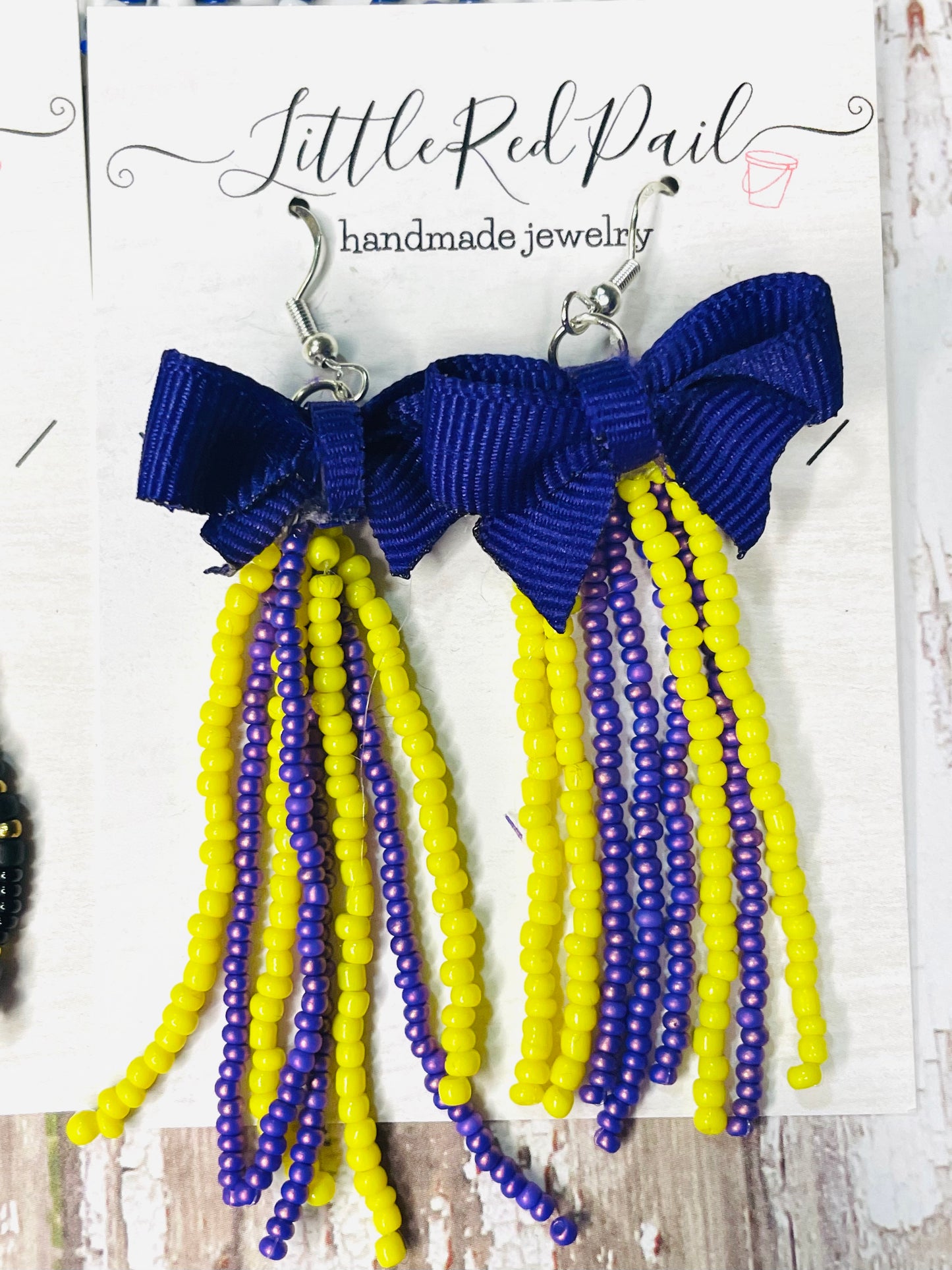 Beaded team earrings, Ole Miss earrings, custom team earrings