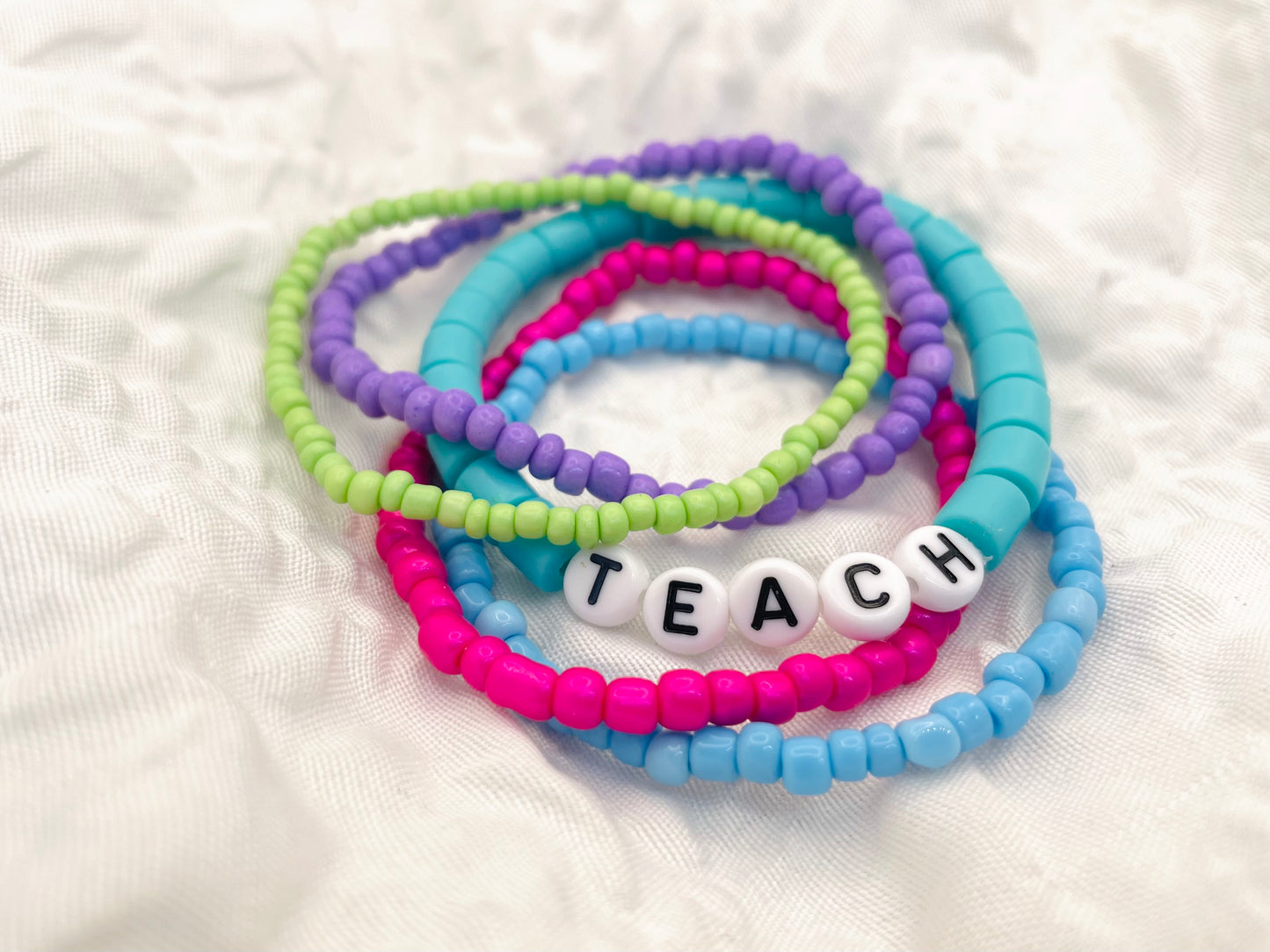 Teacher bracelet, colorful Stacked bracelet set