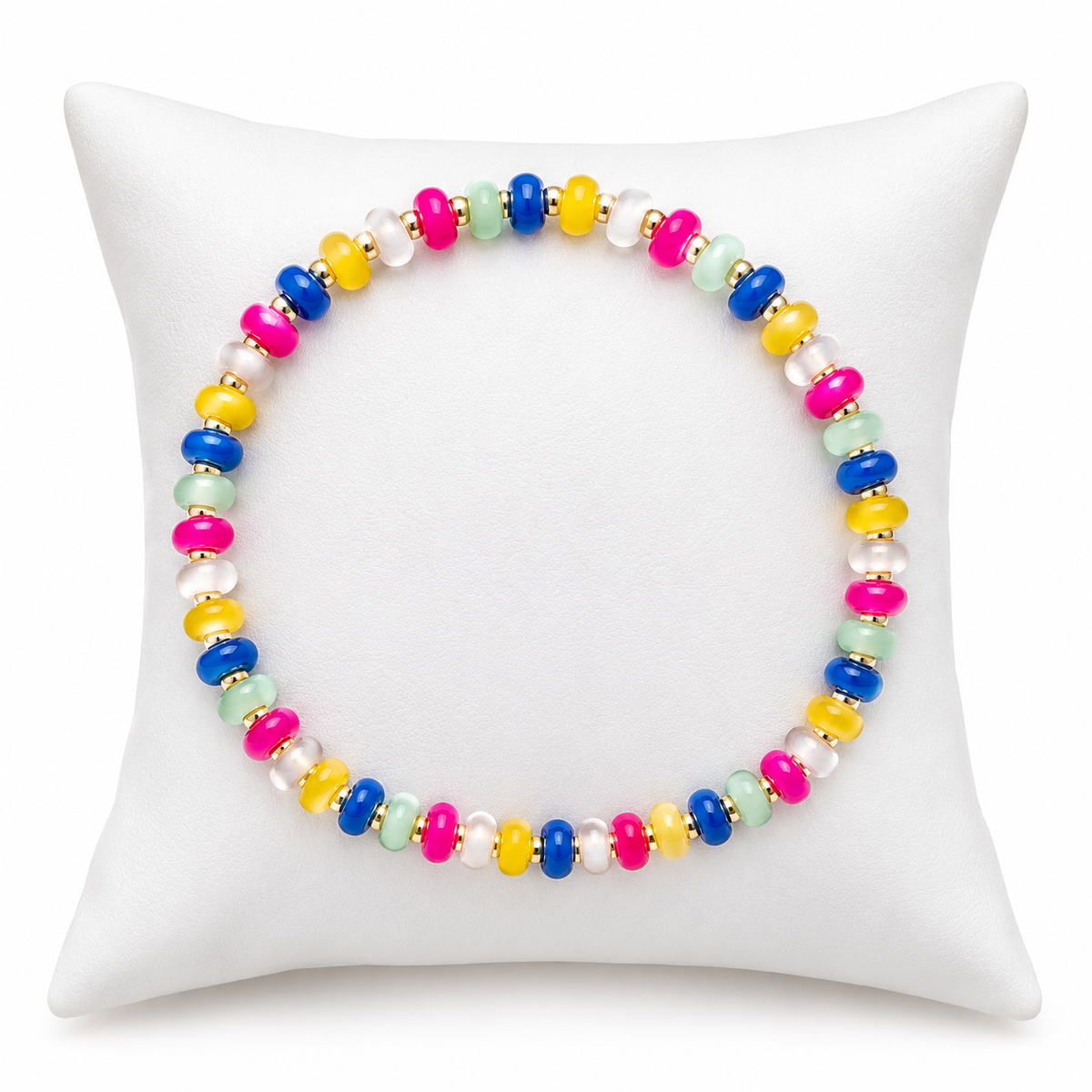 Multicolored abacus gemstone bracelet