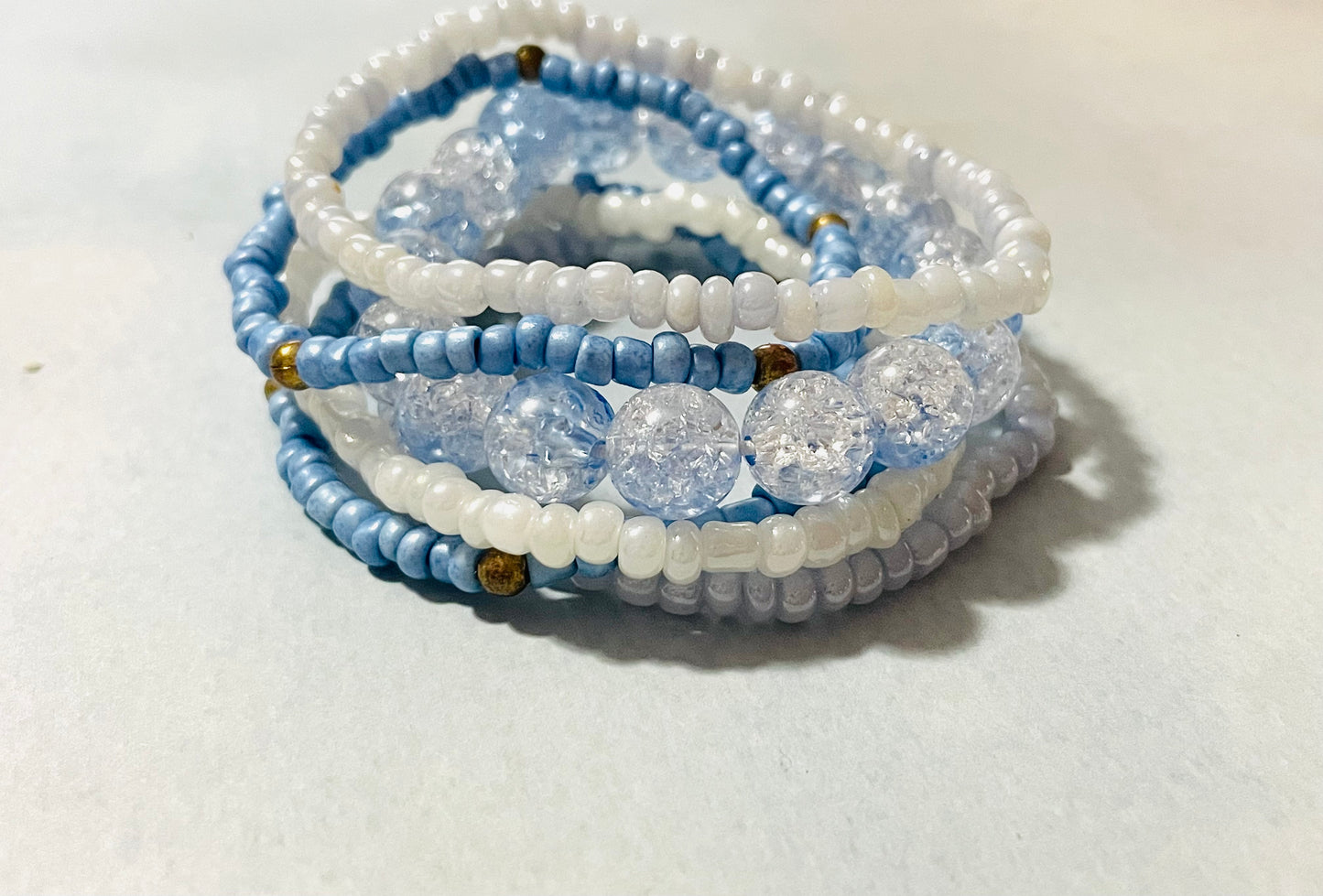 Beachy summer bracelets, blue periwinkle bracelet set, summer bracelets