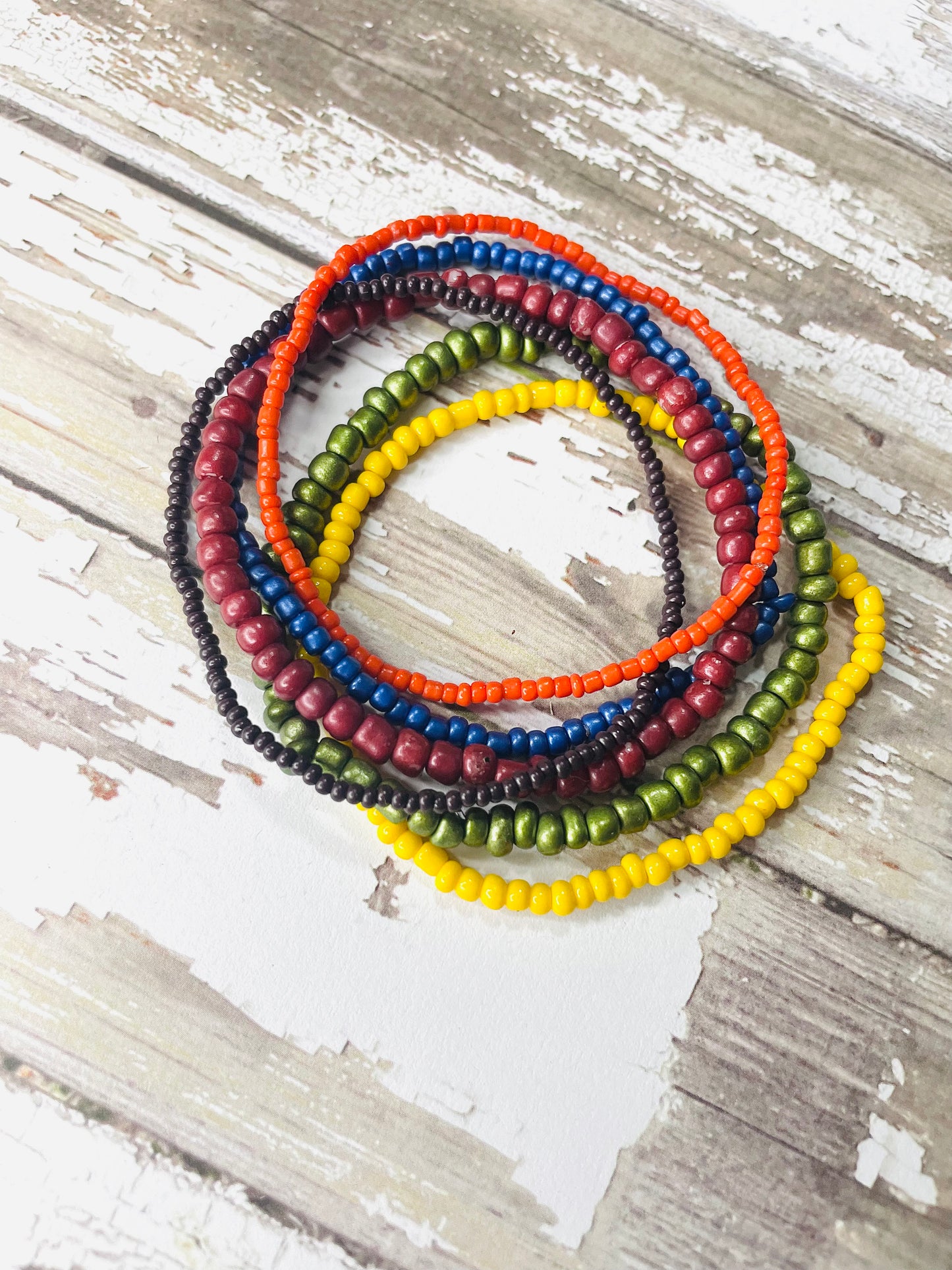 Fall color shades bracelet stack