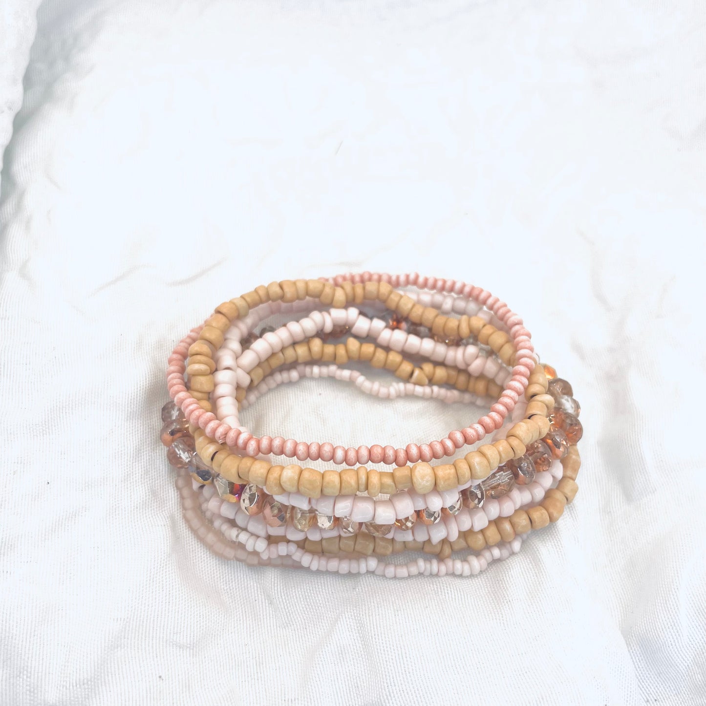 Pink bracelet set, blush pink bracelets, everyday bracelets