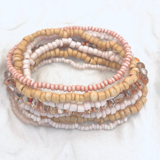 Pink bracelet set, blush pink bracelets, everyday bracelets