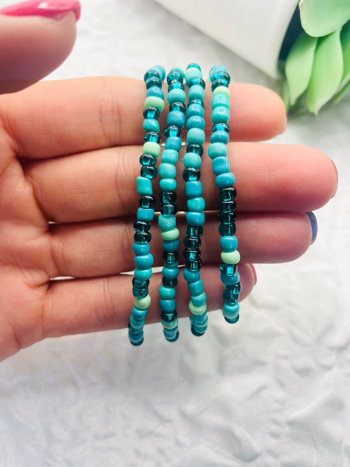 Turquoise blue green colored bracelet stack