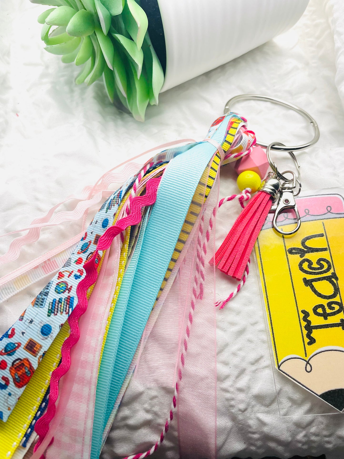 Teacher bag tag, Tassel keychain backpack tags, teacher gift