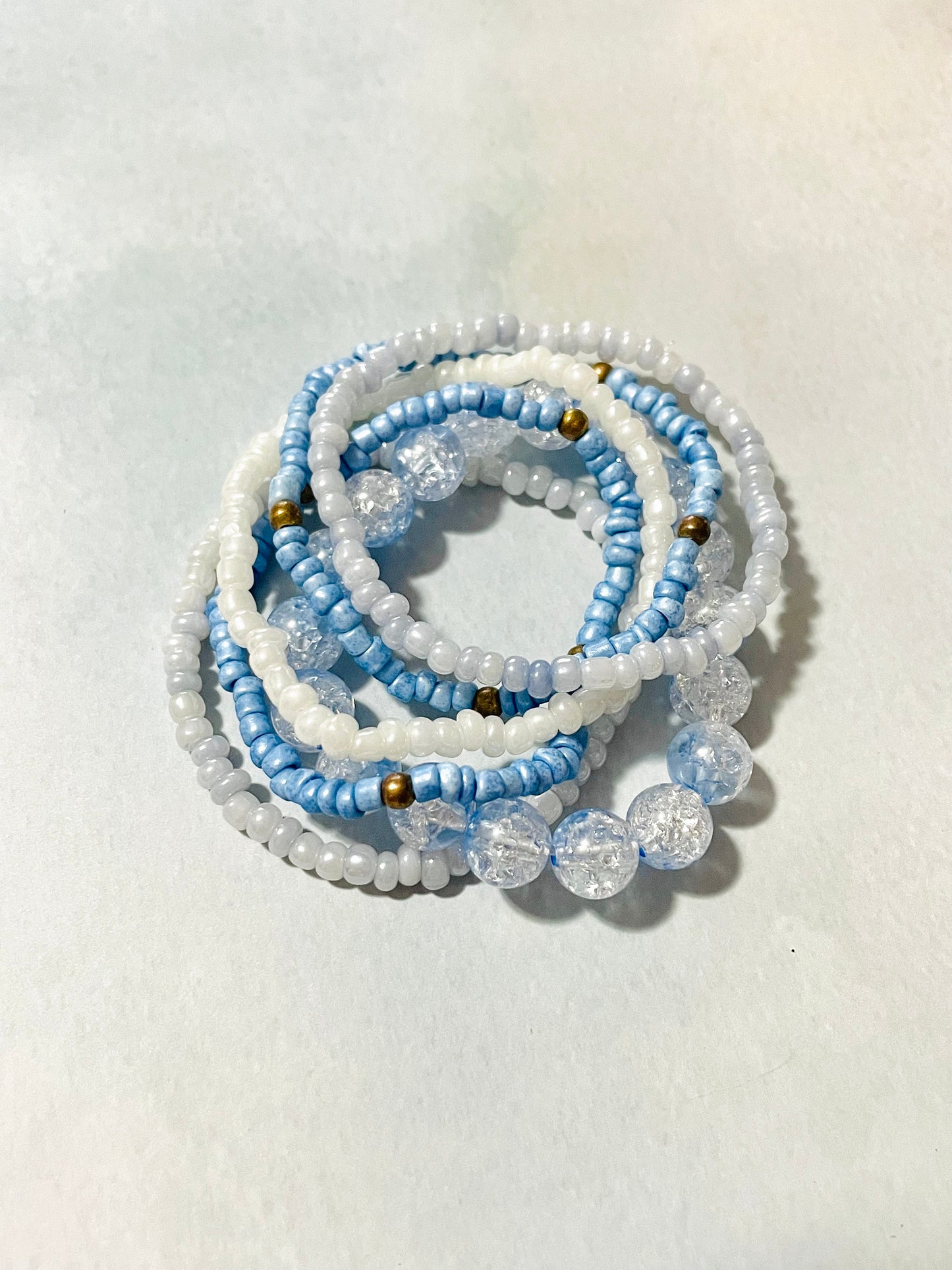 Beachy summer bracelets, blue periwinkle bracelet set, summer bracelets