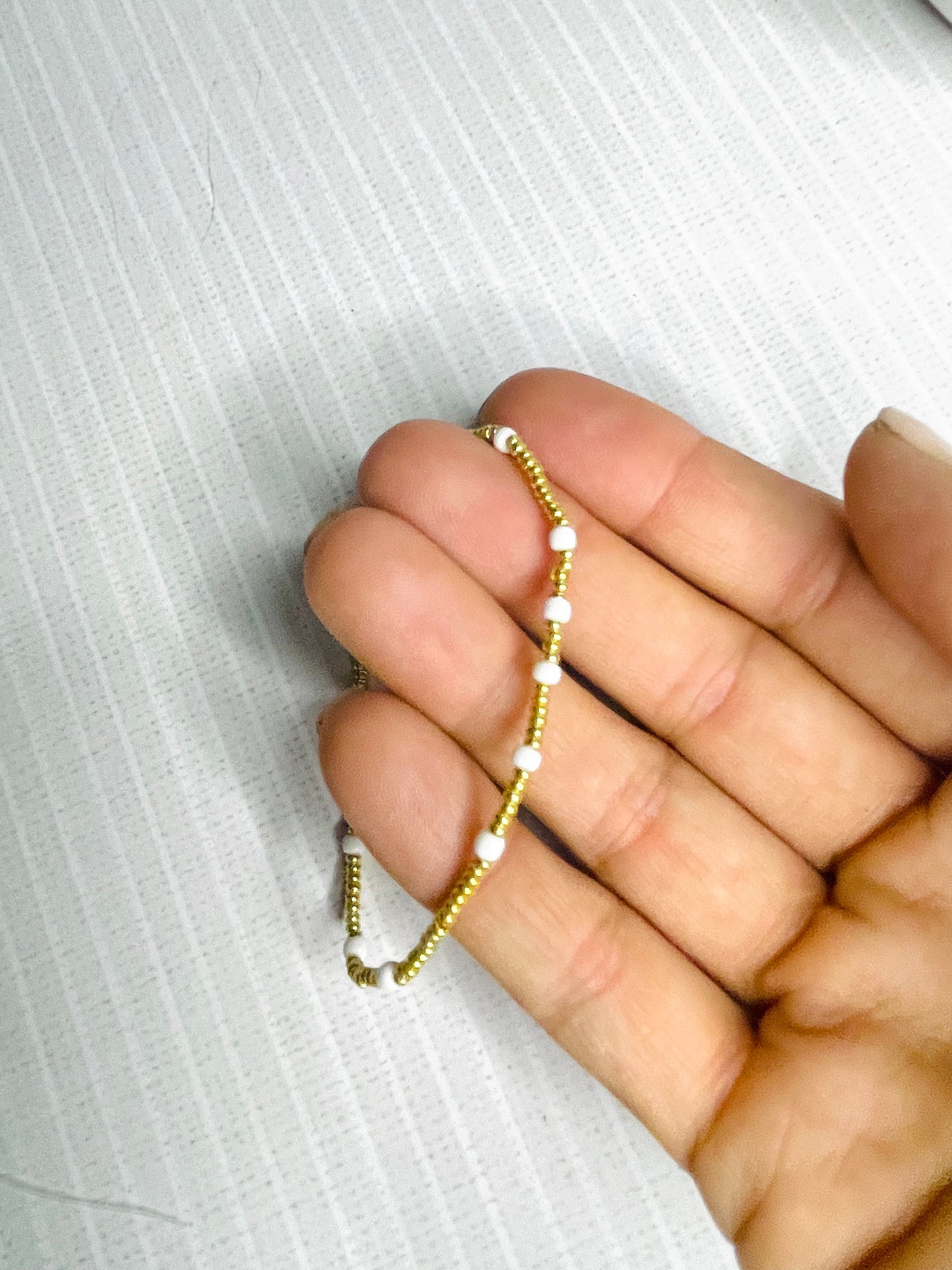 Gold and white bracelet, minimalist bracelet