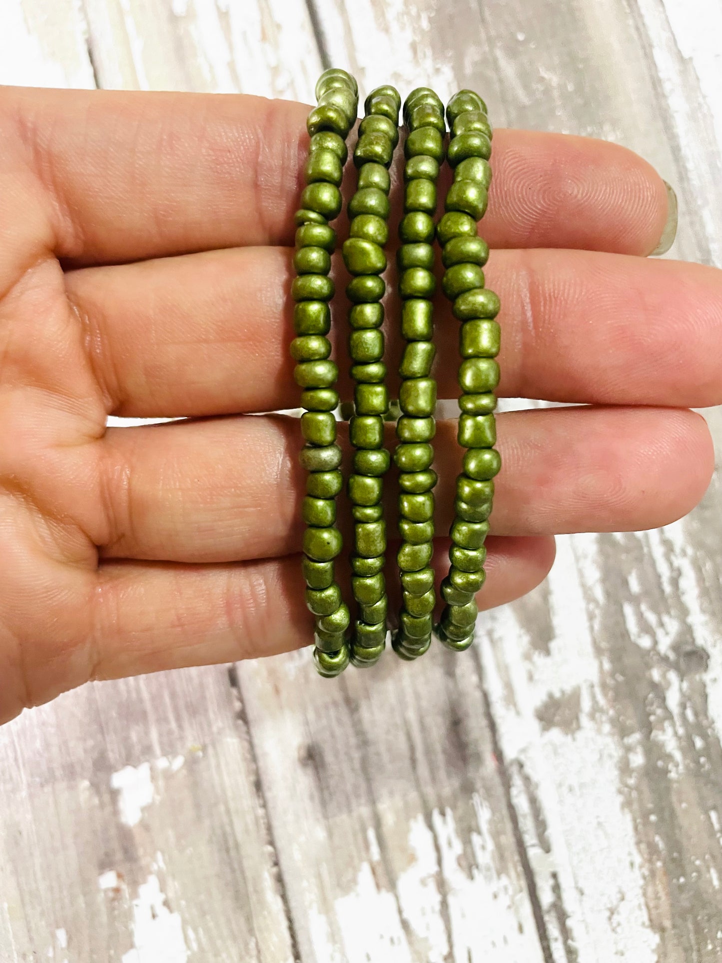 Fall olive green shade bracelet stack