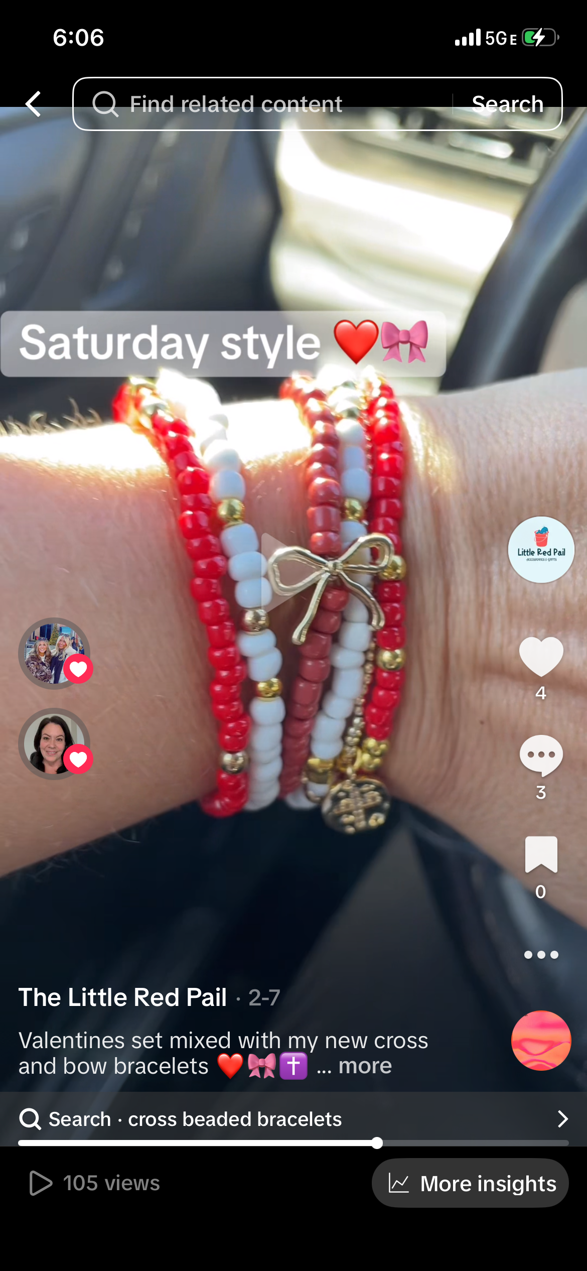 Bow bracelet stack with cross, girlie bracelets, valentine bracelet stack