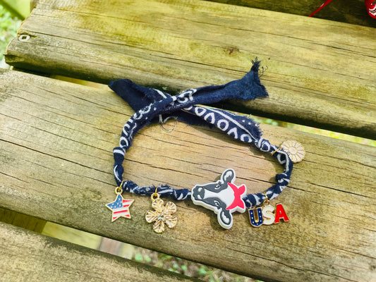 Patriotic bandana bracelets, USA bracelets, Merica